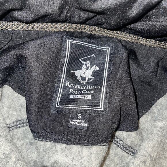 Beverly Hills Gray Black Polo Club Men Full Zip Jacket Small zippered pockets - Picture 3 of 4